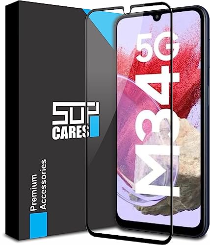 Image of SupCares Tempered Glass for Samsung Galaxy M34 and Samsung Galaxy A24 4G (6.5 Inch) With Installation Kit | Military-Grade Gorilla Screen Protector | Edge to Edge Coverage | Black