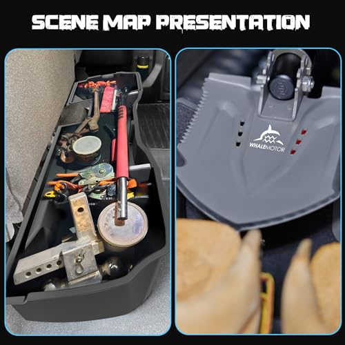 Image of WHALEMOTOR Underseat Storage Compatible with 2014-2018 Chevy Silverado /GMC Sierra Crew Cab 1500(Inclu.2019 Ld /Lt)& 2015-2019 2500 3500 HD, Upgraded Rear Under Seat Organizer Cargo Box