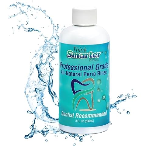 Think Smarter Products Perio Rinse with Hypochlorous Acid, Alcohol-Free Mouth Cleanser, Supports Healing, & Fights Germs, for Oral Care Patients, 8fl oz (236mL) Clear Rinse Cover