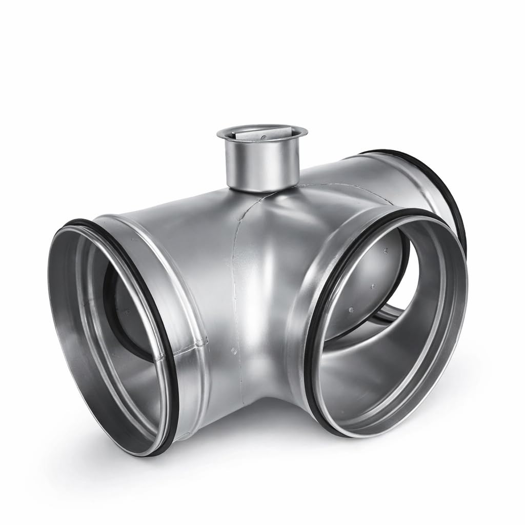 Easy Act Bypass Klappe, 150 mm, Luftstrom-Regler für Luftverteilung mit zwei 90° Abgängen, Lüftungsklappe aus verzinktem Stahlblech mit EPDM Dichtungen Klasse D