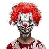 Spooktacular Creations Halloween Scary Clown Mask, Horror Face Creepy Zombie Latex Masks Costume Accessories for Adults Men Halloween Party Dress Up Killer Cosplay Prop