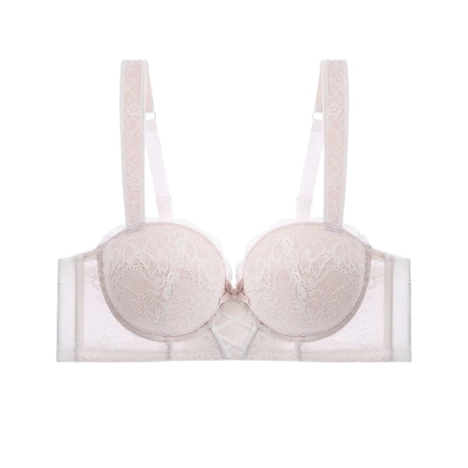 Sujetador de Mujer Sujetador de Encaje Fino for Mujer, Push-up, Ropa Interior pequeña Que Revela el Pecho Grande, Tallas 70-100 BCDE para Diario(White,70F)