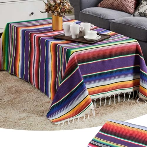 Liseng Couverture mexicaine sarape, couverture de pique-nique, jeté de table, barre chaude pour yoga, 150x215 cm (150x215 cm Arc-en-ciel)