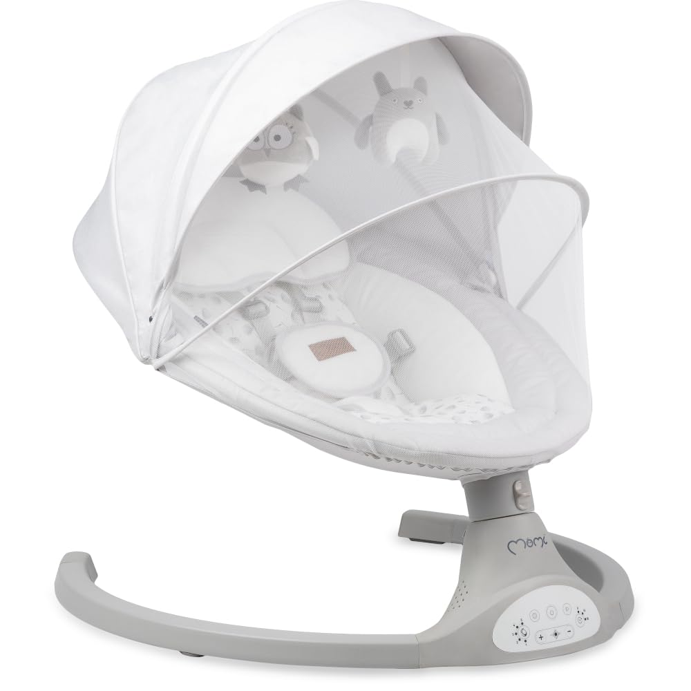 MoMi KENANI Babywippe klappbar mit Fernbedienung Bluetooth 5-Punkt-Sicherheitsgurt bis 9 kg