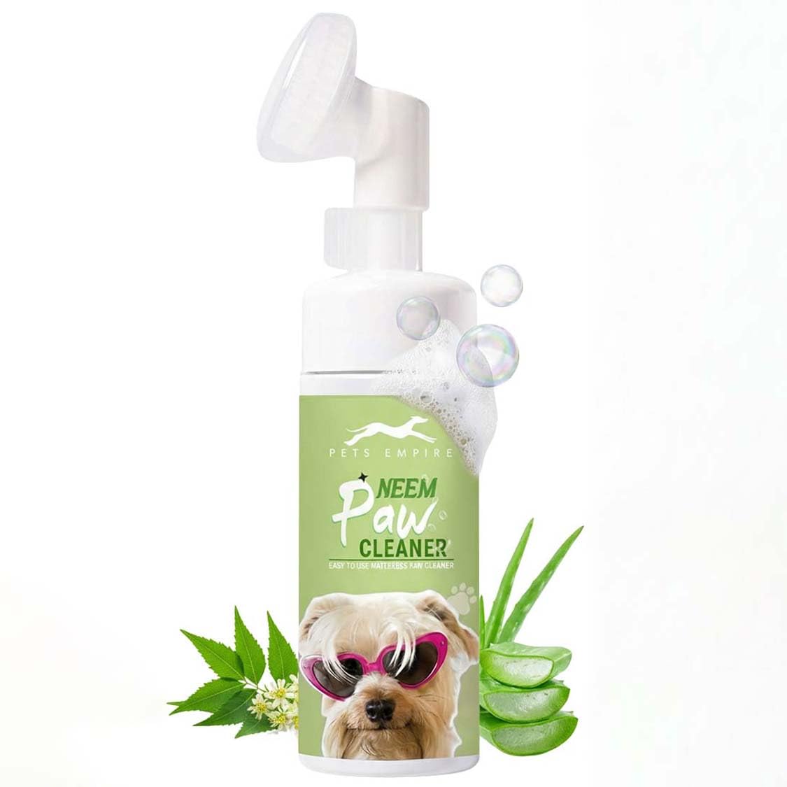 - Pets Empire Paw Cleaner, Pet Foot Cleaning Foam Waterless Pet Shampoo with Silicone Brush for Dogs Cats Feet Cleaning 150 ml (Neem)