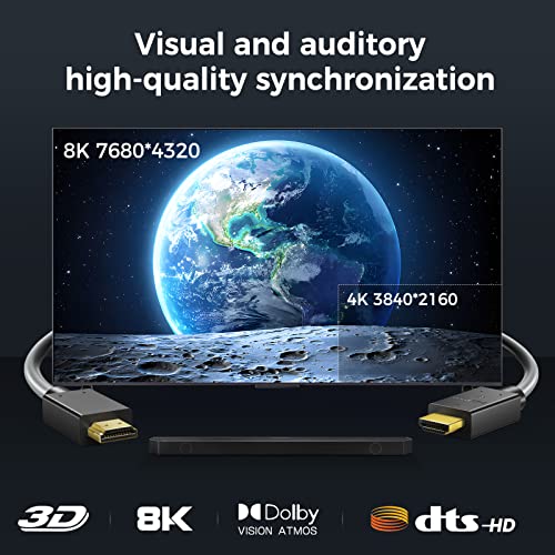 Ablink 8K HDMI Cables 3M,Certified Ultra High Speed HDMI 2.1 Cable 48Gbps 4K120Hz 8K60 144Hz eARC HDR10,HDCP 2.2& 2.3 3D,Compatible with Ps5 Apple TV 4K Roku HDTV Blu-ray PS5/4 Xbox X RTX3090 - Image 3