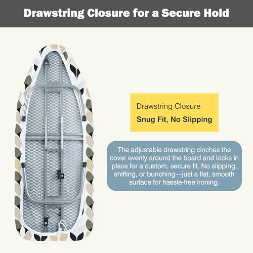 Image of Small Ironing Board Cover and Pad 12 inchx32 inch Small Iron Board Cover with Padding,Tabletop Mini Ironing Board Cover and Pad Small Size, Cotton Canvas, Heat Resistant, Drawstring Closure Foliage