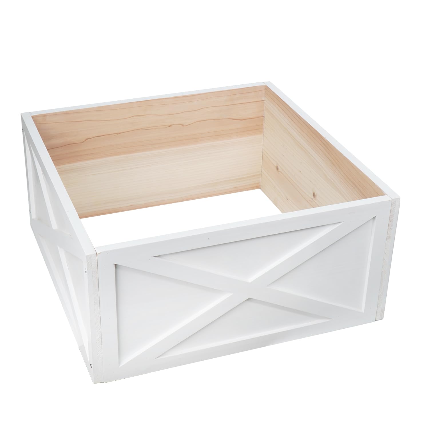 Jxxxn Christmas Tree Collar Box, Natural Wooden White Tree Collar, Tree Skirt Xmas Tree Stand Base Cover for Christmas Trees Decoration, 17