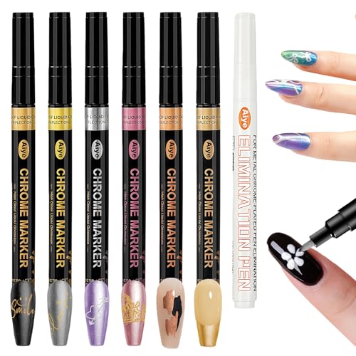 Image of Nail Art Pens, Nail Polish Pens Set Nail Chrome Eraser Pen Drawing Painting Point Liner Pens With Eraser Pen, Waterproof and Quick-drying Nail for DIY Nails Art Design