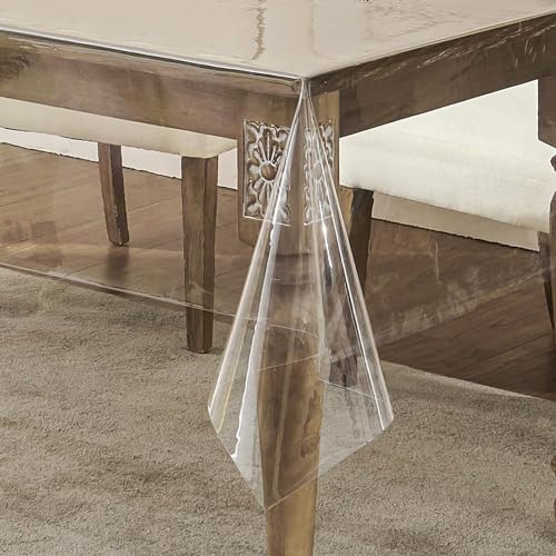 WenYa Clear PVC Tablecloth Plastic Table Cover Waterproof Table Protector Rectangular Wipeable Table Cloth for Dining Party Workbench Oilproof Stain-Resistant Reusable 85x61in215x155cm