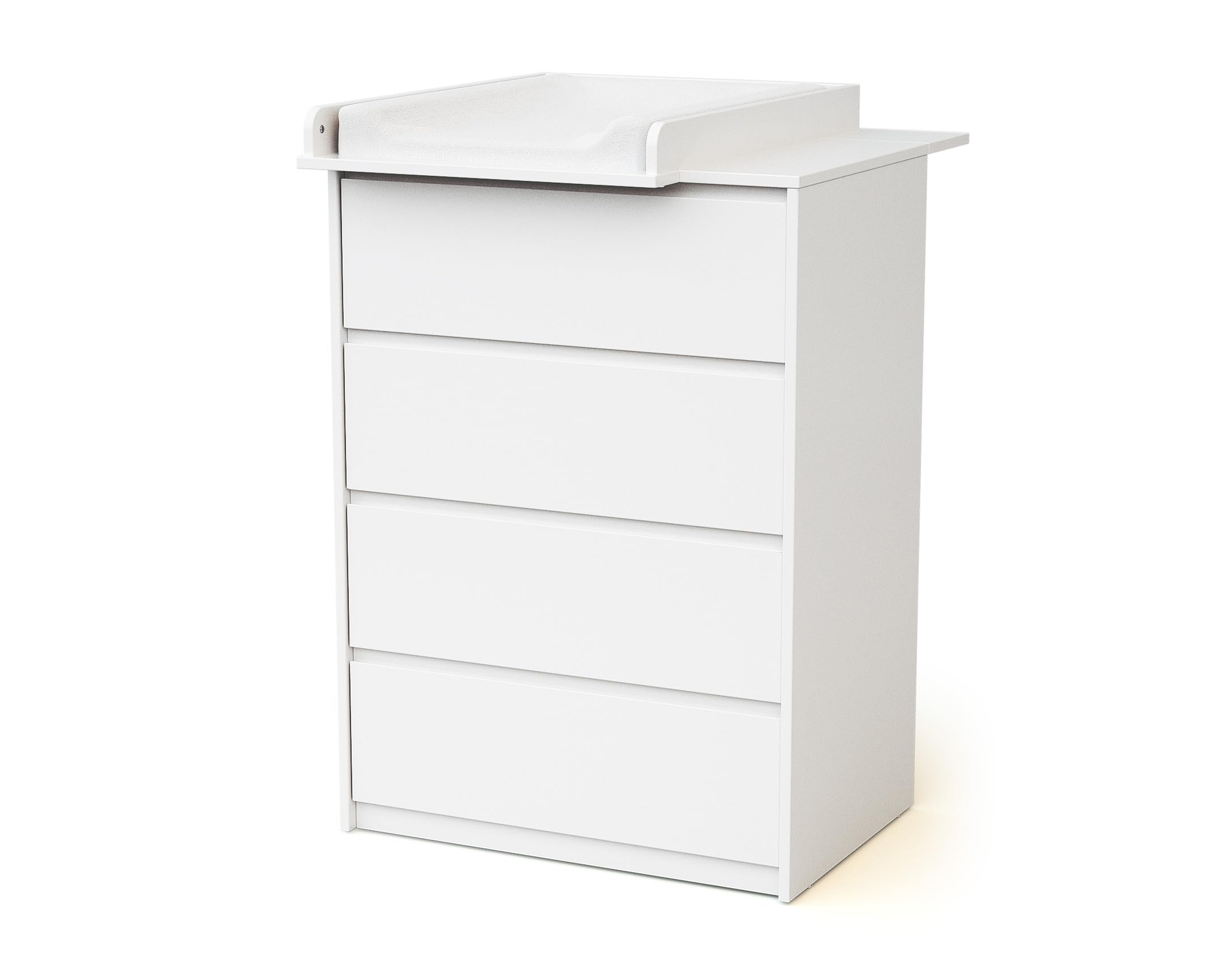 WEBABY - Cajonera bebé de 4 cajones con cambiador madera 50 cm UNO - Blanco