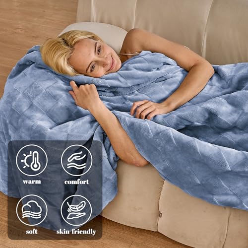 Image of IUUI Heated Blanket Electric Throw Checkered- 62x84 Inches Soft Flannel Heating Blanket for Girls & Women,Fast Heating Blanket 6 Heating Levels & 2 Hours Auto Off ETL Certification(Ashley Blue, Twin)