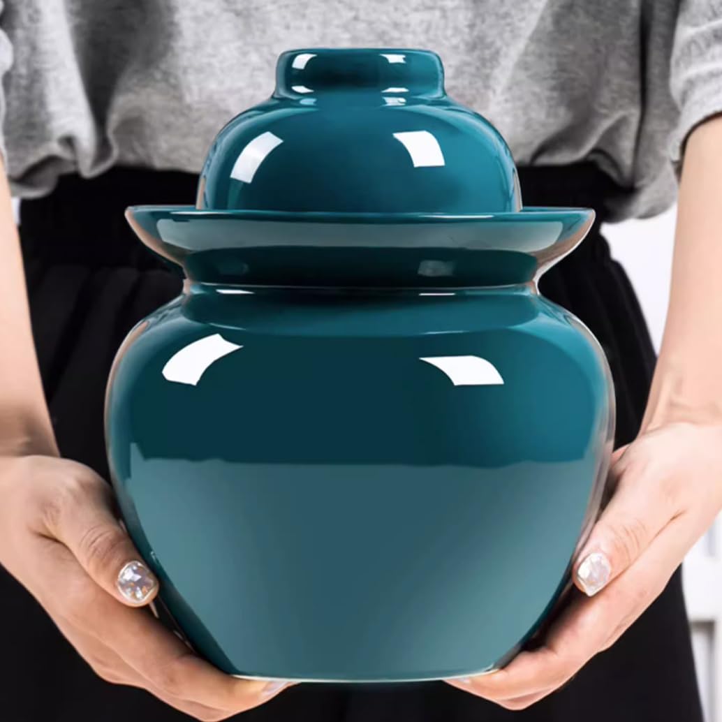Ceramiczny słoik na marynaty z pokrywkami, duży tradycyjny chiński porcelanowy słoik do marynowania, ceramiczny garnek fermentacyjny z uszczelką wodną pokrywką śluzy powietrznej, garnek z kapustą