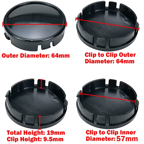 Modengzhe 64mm Wheel Center Caps Rim Hub Center Covers 64mm Lug to Lug Replacement Compatible with Volvo if Applicable (Black Base) - 4Pcs
