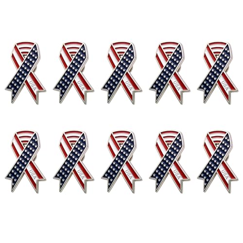 Broche drapeau américain en métal avec ruban réglable pour hommes et femmes