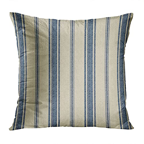 Skully Romantic Navy Blue French Jacquard Stripe Hidden Zipper Home Sofa Decorative Throw Pillow Cover Cushion Case 18X18 Inch Square Design Polyester Printed Pillowcase #TOP2