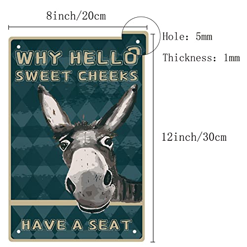 CREATCABIN Donkey Why Hello Sweet Cheeks Sign Vintage Tin Signs Funny Metal Tin Sign Wall Art Garden House Plaque for Bathroom Kitchen Cafe Wall Halloween Christmas Decor - Image 2