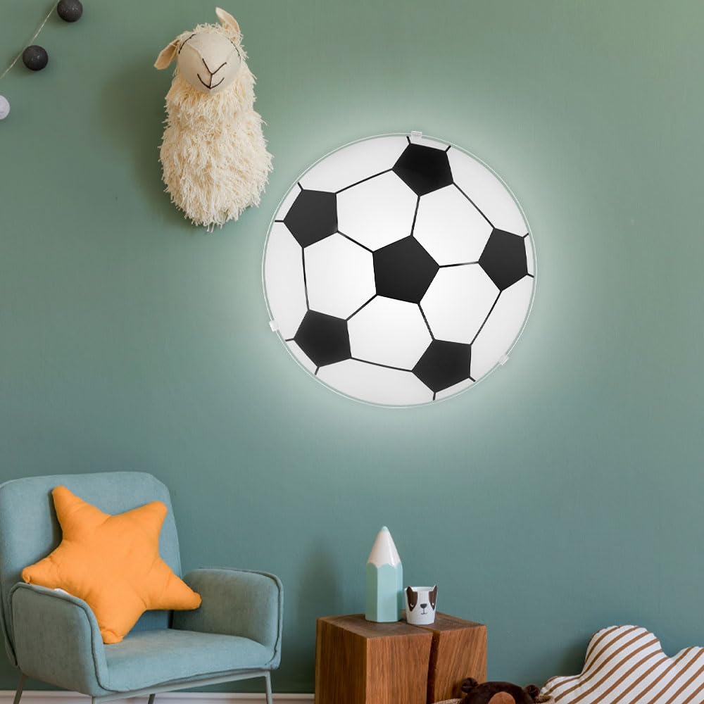 Kinder Decken Lampe DIMMBAR Fußball Glas Leuchte FERNBEDIENUNG im Set inkl. RGB LED Leuchtmittel