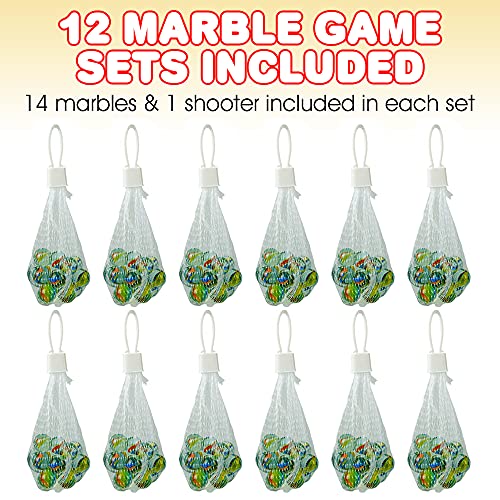 Artcreativity Marble Game Sets, Pack Of 12, Include 14 Marbles And 1 Shooter Per Pack, Classic Marbles For Kids, Fun Indoor And Outdoor Toys, Great Party Favors And Goodie Bag Fillers #TOP1