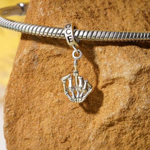 Image of GNOCE Skull Charm Bead Silver Pendant Dangle Charms fit Bracelet /Necklace Jewelry Gift for Women Men