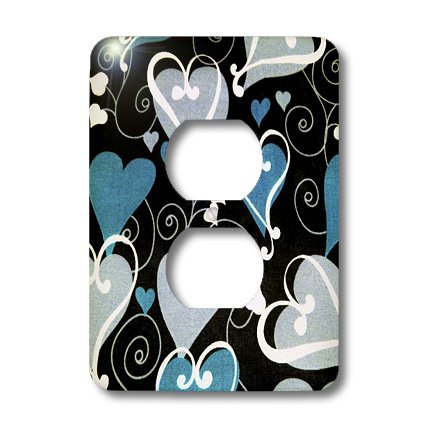 Coeurs bleus sur noir 2 prises plaque pour cacher vos vieux boîtiers