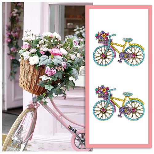 Image of Ymapinc Bicycle Rhinestone Brooch for Women, Colorful Crystal Pin, Fashion Decorative Safety Brooch for Crafts Wedding