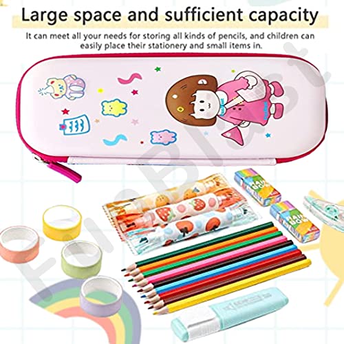 Image of FunBlast Cute EVA Hard Shell Pencil Case for Girls | Cartoon Design Pencil Box with Zipper & Mesh Pocket | Portable Stationery Organizer for School, College & Travel