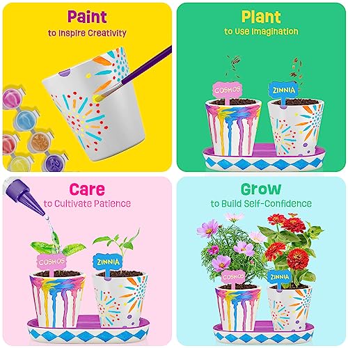 image for Tekoly 4 Set Paint & Plant Flower Gardening Kit - Gifts for Girls Ages