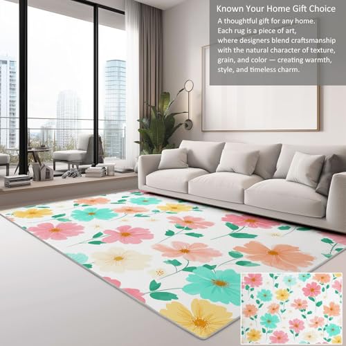 Tapis lavable et antidérapant 180x240cm à fleurs - 5
