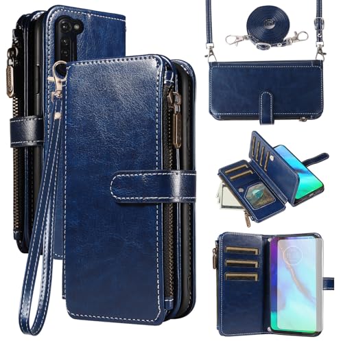 Coque Moto G Stylus XT2043 étui portefeuille cuir avec fermeture éclair et film