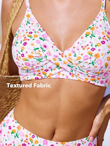 CUPSHE Women's Bikini Sets High Waisted Two Piece Swimsuits V Neck Twisted Adjustable Straps Hook Swimwear3