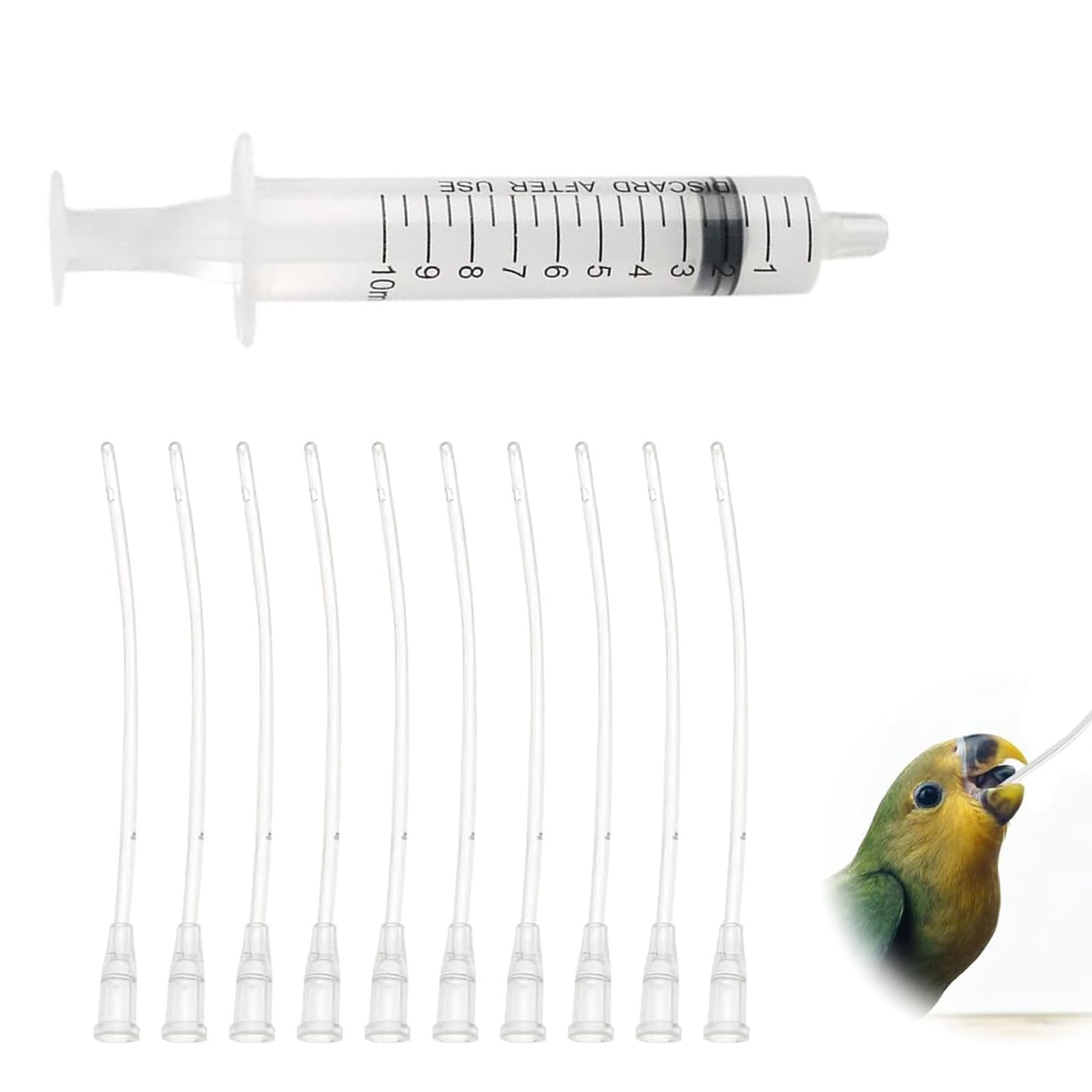 Tubes D'Alimentation Pour Oisillons,10 ML Seringue D'Alimentation pour Oiseau Avec 10 Tubes,Seringue Insuline,Seringue Alimentaire,pour Oiseaux Perroquets Et Petits Animaux Pour Lait Eau Médicaments