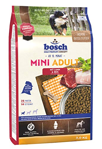 bosch HPC Mini Adult mit Lamm & Reis | Hundetrockenfutter für ausgewachsene Hunde kleiner Rassen (bis 15 kg) | 1 x 3 kg & Adult mit frischem Geflügel & Hirse | (bis 15 kg) | 1 x 3 kg
