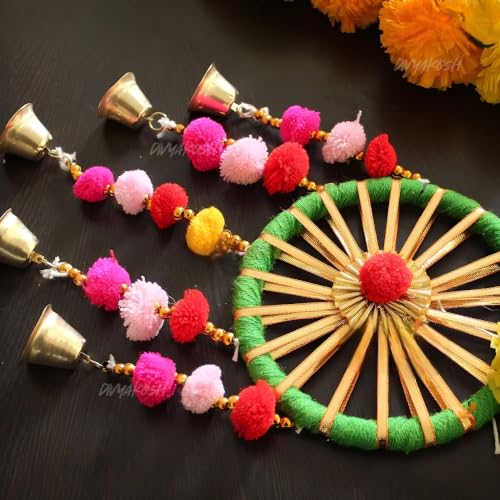 Image of Divyakosh Hangings for Home Decoration Pack of 6, Marigold Flowers Hanging | Diwali Decoration Items | Export Quality Genda /Fluffy Flowers,Shiny & Round |, 91.44cm