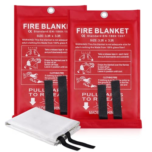 LUXJET Emergency Fire Blanket for Home Kitchen 2 Pack Fiberglass Suppression Fire Blanket, Fire...