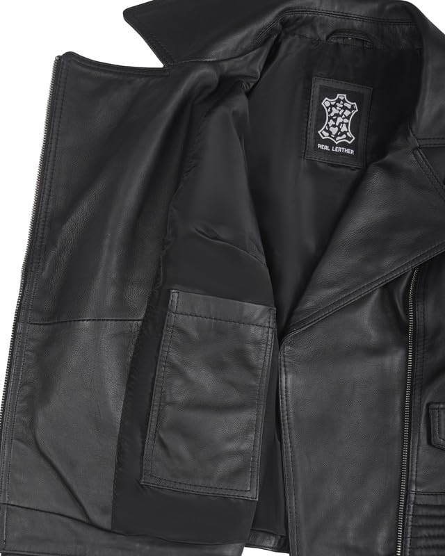 Image of Blingsoul Womens Real Leather Jacket - Asymmetrical Leather Jackets for Women