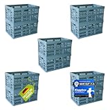 KiNDERWELT 10 x Robuste Profi - Klappbox 45 L bis 50 kg - Faltbox, Kiste, Korb zur Aufbewahrung, Transport - blau