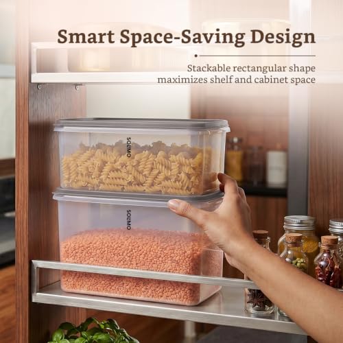 Image of Amazon Brand - Solimo Airtight Plastic Rectangle Storage Containers Food Grade Set of 2 (10.5L & 15L) | BPA-Free Durable Kitchen Storage | Stackable Pantry & Fridge Containers for Dry Food, Grey