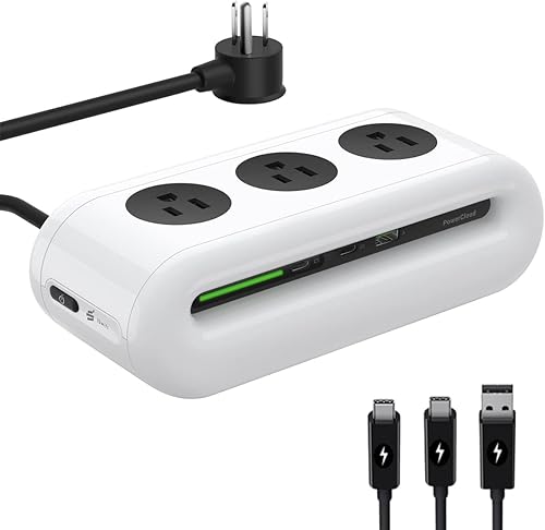 iSwift - Estación de carga rápida USB-C de 65 W, regleta de alimentación 6 en 1 con estación de carga de escritorio con 3 CA, 2 USB C y 1 USB A,