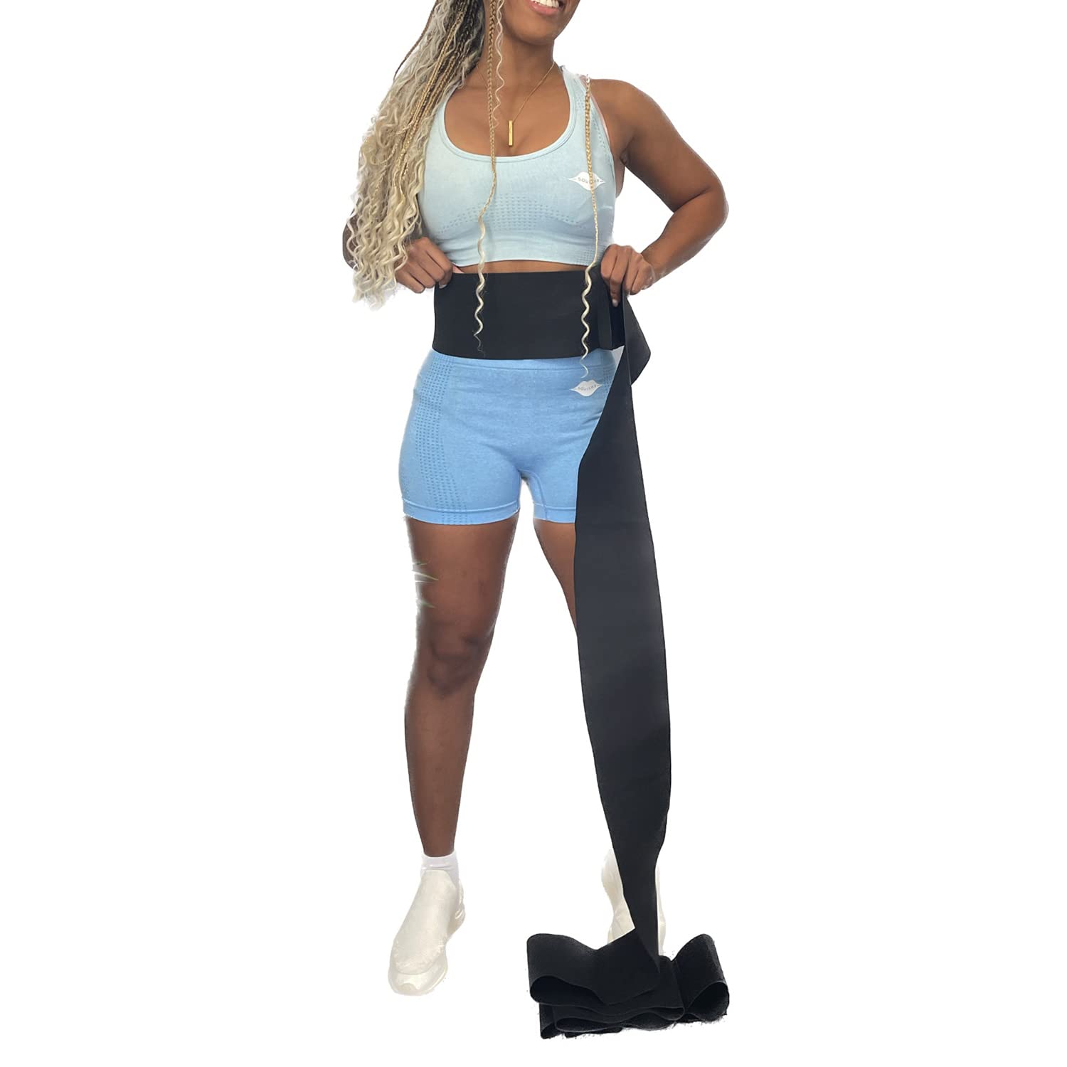 Waist Trainer for Women Snatch Bandage Tummy Wrap and Workout Waist Trimmer for Gym Sport Black