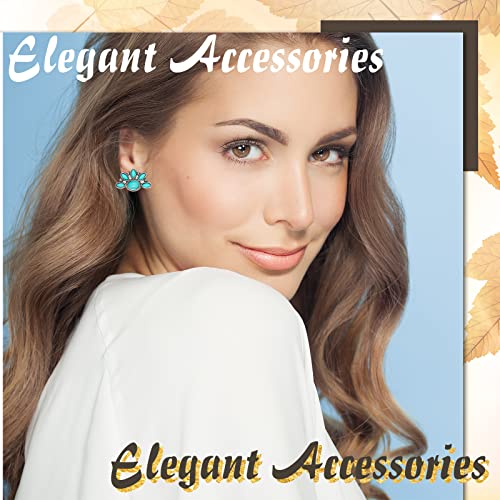 6 Pairs Turquoise Stud Earrings Small Geometric Oval Round Flower Earrings Gemstone Cut Shape Square Studs Turquoise Jewelry2