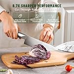 Knife Set, EWFEN 14-Piece Kitchen Knife Set with Block, German Stainless Steel Knives with Built-in Knife Sharpener, Anti-Slip Sharp Knives Set for Kitchen, Dishwasher Safe, Curved Handle - Image 4