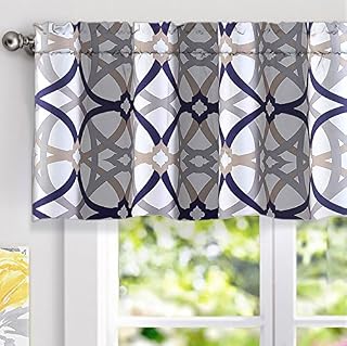 DriftAway Alexander Spiral Geo Trellis Pattern Window Curtain Valance Rod Pocket 52 Inch