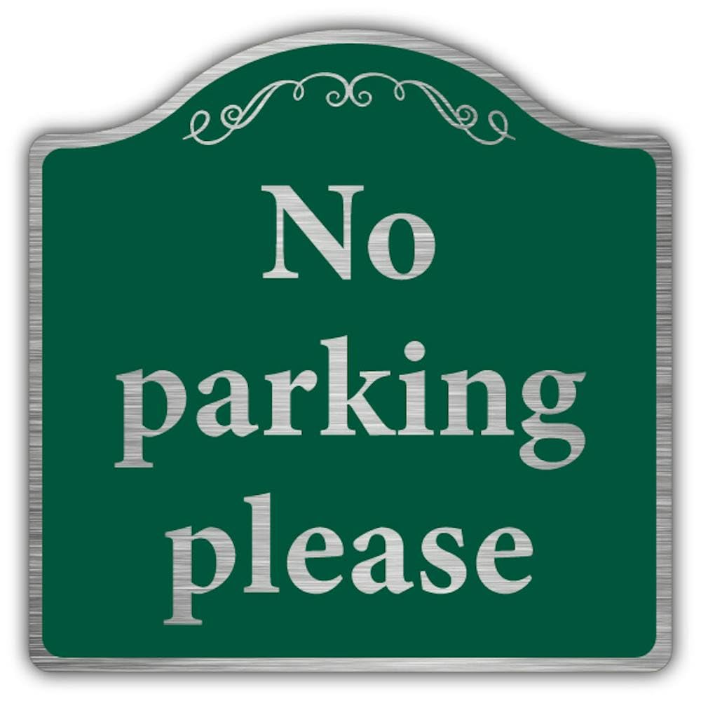V Safety No Parking Please - Prestige Sign Safety Sign - 450 x 450 mm - 3mm Brushed Aluminium Composite
