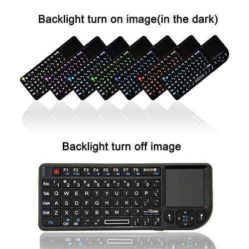 Mini teclado inalámbrico retroiluminado a color con panel táctil de mano 8