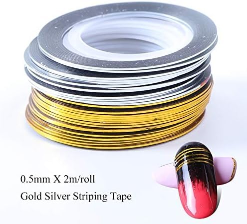 NAILWIND Nail Art Tip Sticker, Nail Art Tape Line, Nail Striping Tape Line, Foil Nail Tape for Nails Art Decoration Sticker (10 PCS, Gold) 2