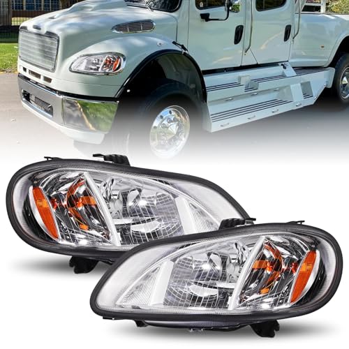 AutoGlow Headlights Assembly Compatible with 2004-2013 Freightliner M2 106 M2 112 Replacement Headlamp Left & Right
