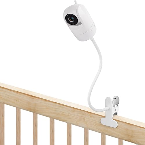 Soporte de clip flexible para VTech VM901/VM928, Soporte de cámara de bebé de cuello de cisne para cuna sin herramientas o daños en la pared - Blanco