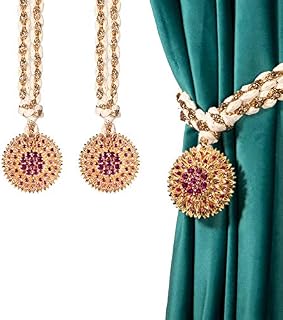 Tayis Curtain Tiebacks Rosered 2 Pack Flower Curtain Tie Back Crystal Rope Curtain Ties for Curtains Decoration