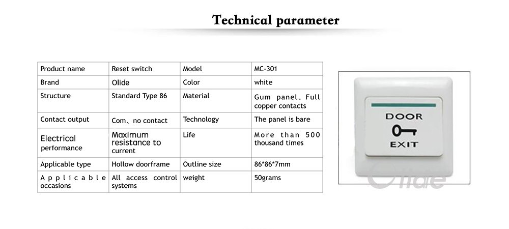 Olideauto Door Exit Button Switch, Push Button for Door Access Control,Wall Switches for Garage Door Opener Open